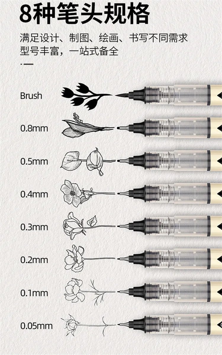 New Big Capacity Waterproof Ink Art Markers Brush Pen Sketch Drawing comics Pigment Line Pens Office School Stationery Supplies