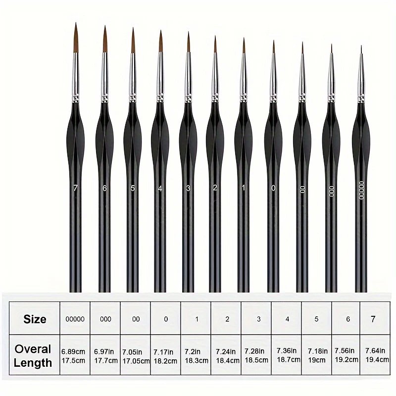 11pcs Fine Detail Paint Brush Set - Sturdy & Precise Miniature Brushes - Ideal for Warhammer 40k, Model & Art Painting