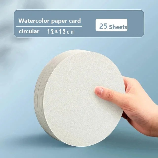 Square/Round Watercolor Paper 300g 25 Sheets Professional Water Color Paper Postcard for Painting School Supplies