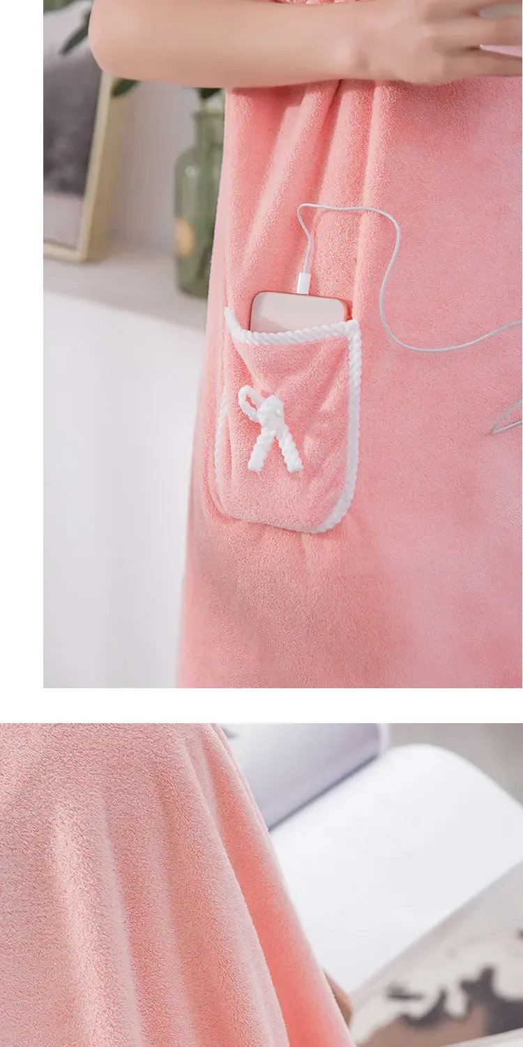 2024 Multi-function Women 80*135 Size Sexy Bathrobe Sling Sexy Tube Top Can Wear Bath Towel Soft Absorbent Bathrobe Coral Fleece