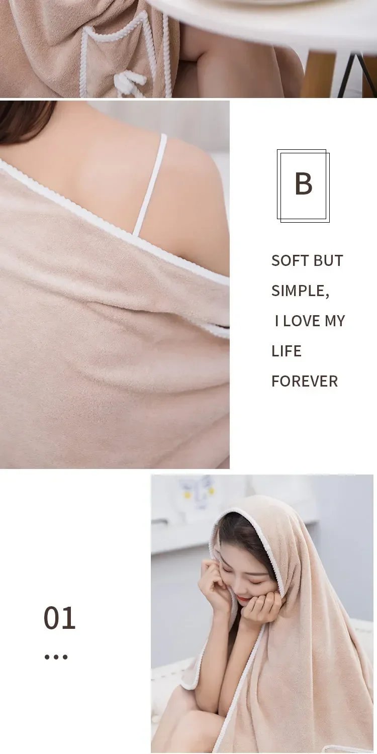 2024 Multi-function Women 80*135 Size Sexy Bathrobe Sling Sexy Tube Top Can Wear Bath Towel Soft Absorbent Bathrobe Coral Fleece