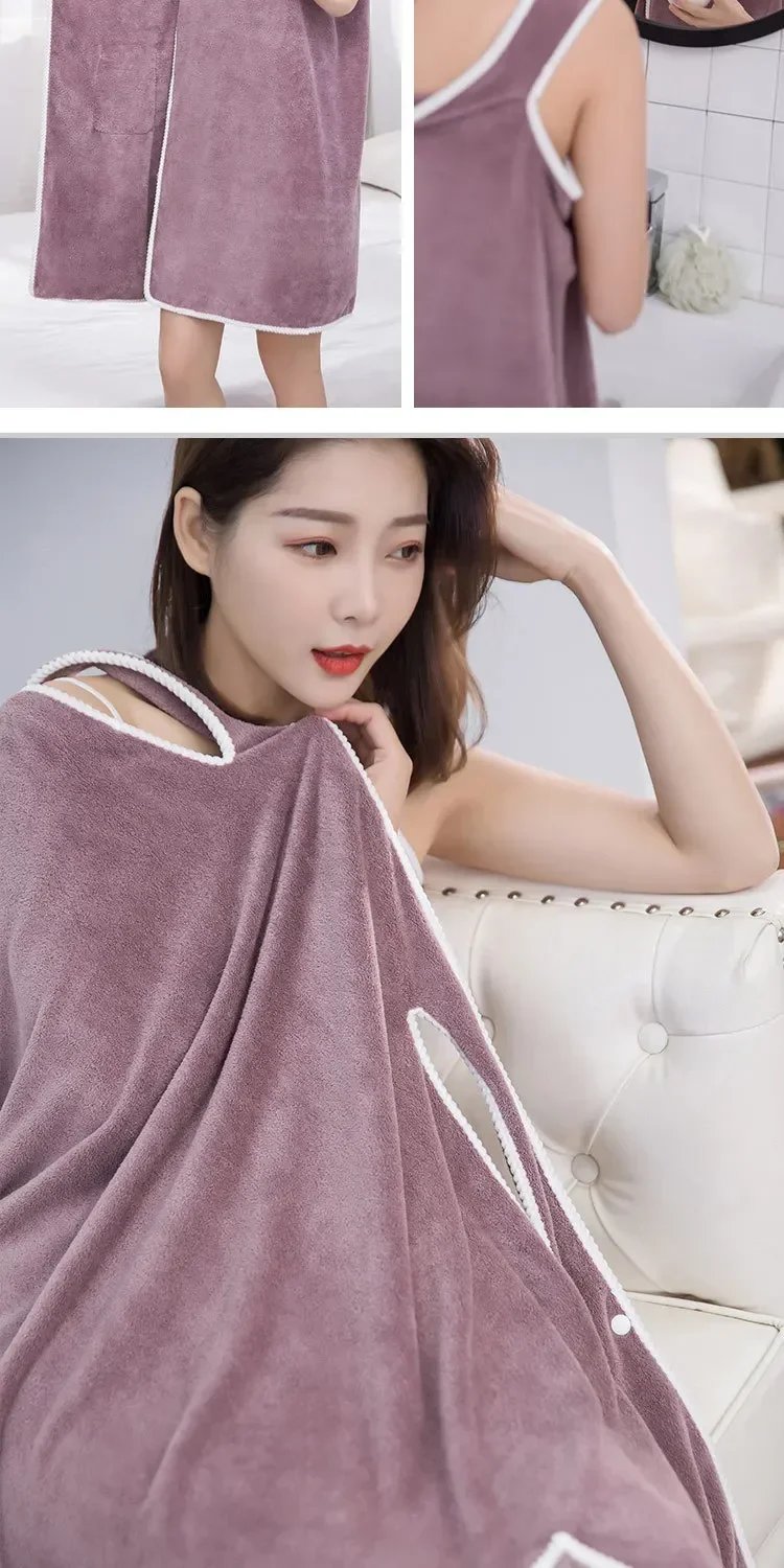 2024 Multi-function Women 80*135 Size Sexy Bathrobe Sling Sexy Tube Top Can Wear Bath Towel Soft Absorbent Bathrobe Coral Fleece