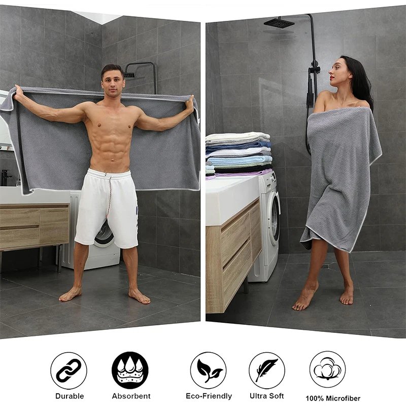 Oversize Microfiber Grey Bath Towel 35