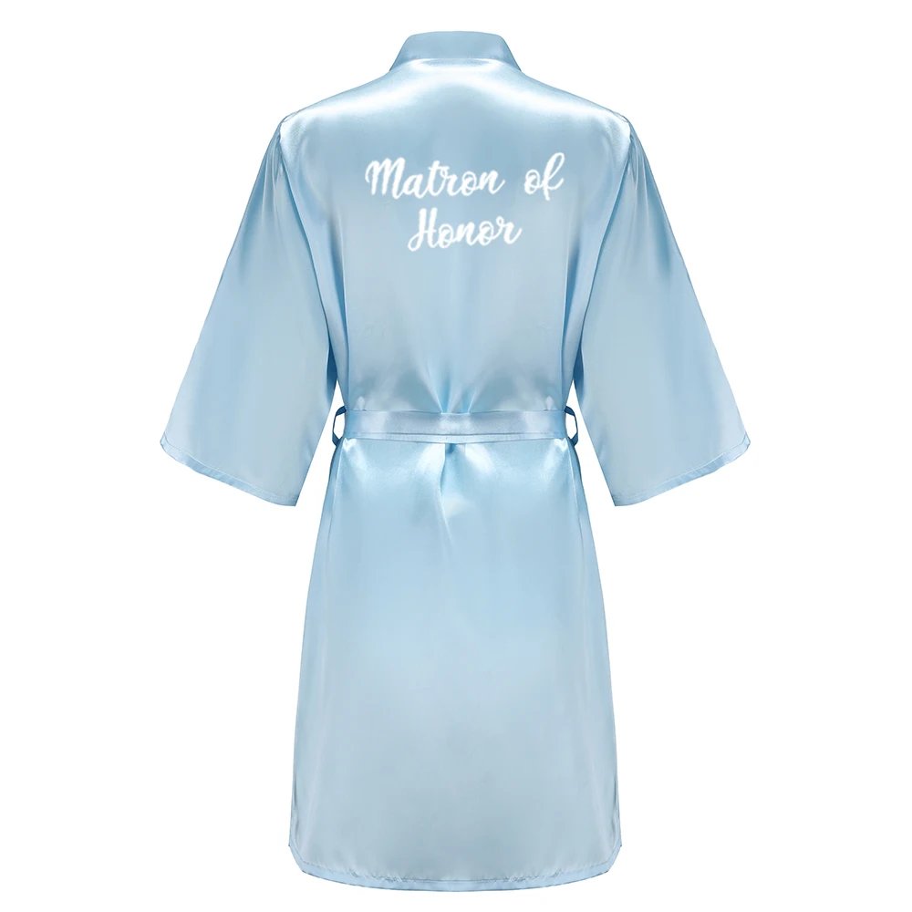 Blue Women Bathrobe White Letter Bride Bridesmaid Mother Maid of Honor Get Ready Bridal Party Robes Gifts Dressing Gown