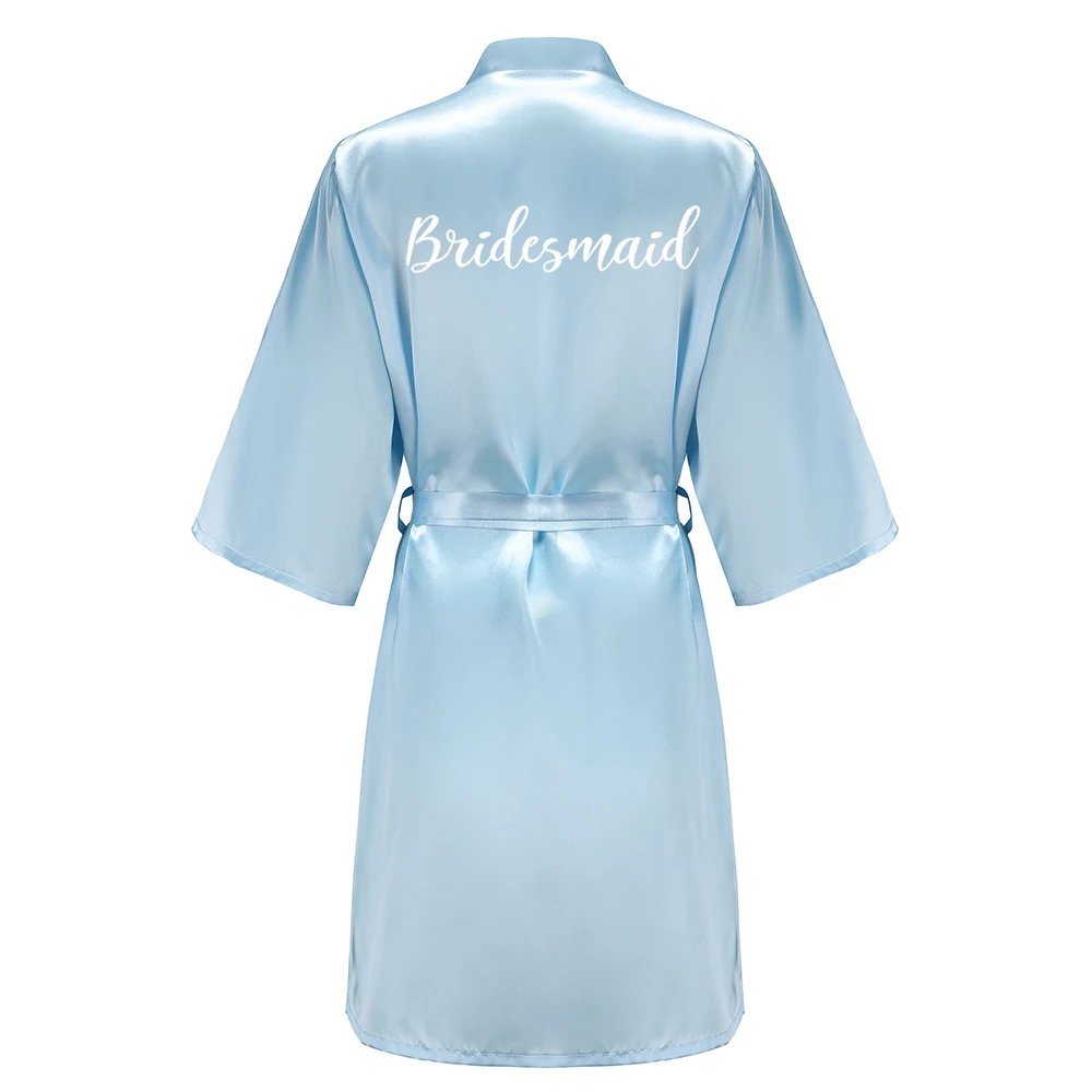 Blue Women Bathrobe White Letter Bride Bridesmaid Mother Maid of Honor Get Ready Bridal Party Robes Gifts Dressing Gown