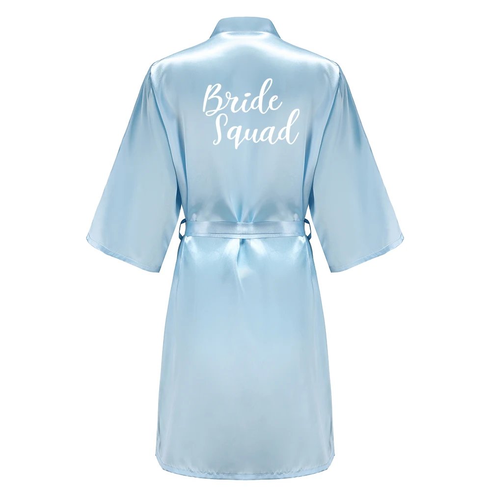 Blue Women Bathrobe White Letter Bride Bridesmaid Mother Maid of Honor Get Ready Bridal Party Robes Gifts Dressing Gown