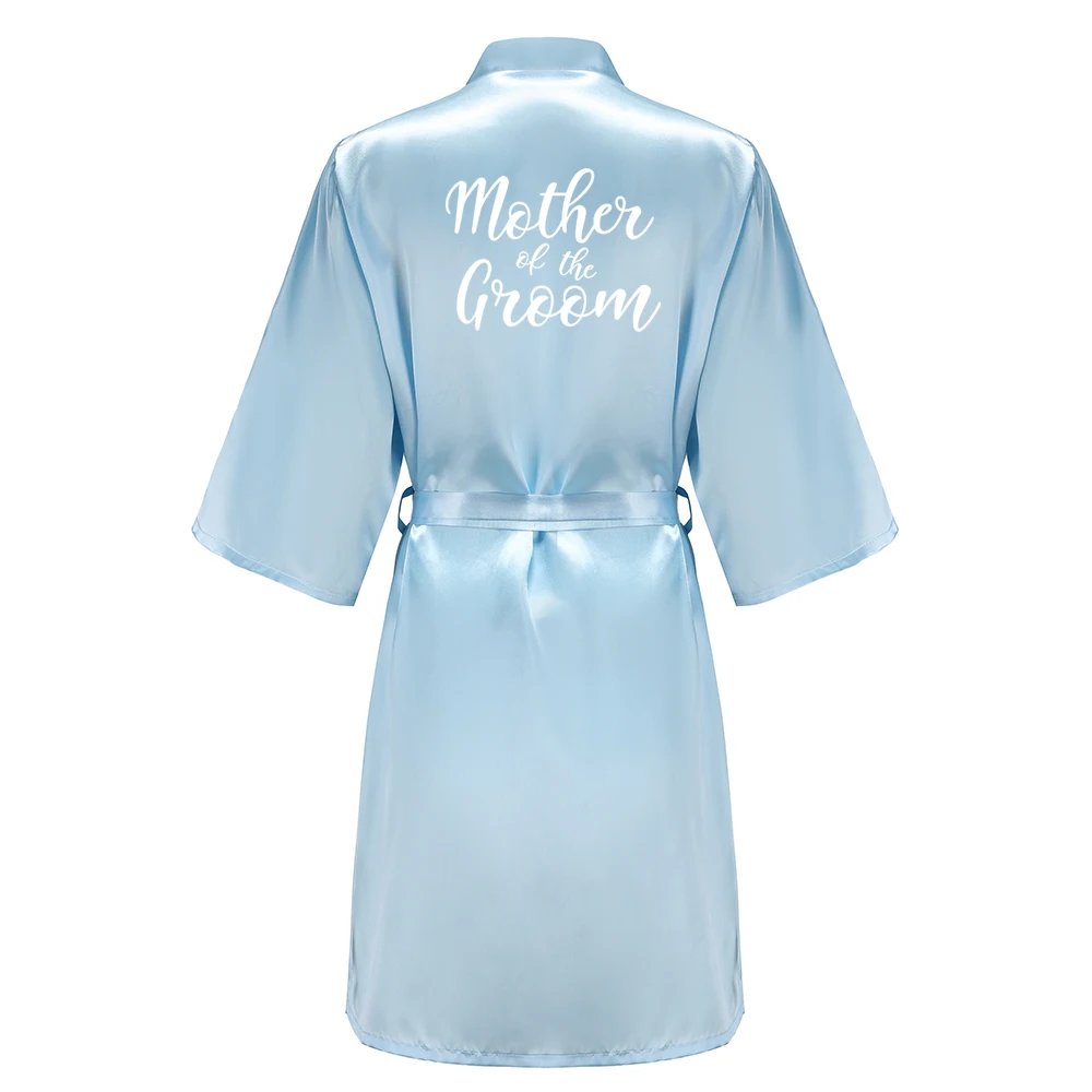Blue Women Bathrobe White Letter Bride Bridesmaid Mother Maid of Honor Get Ready Bridal Party Robes Gifts Dressing Gown