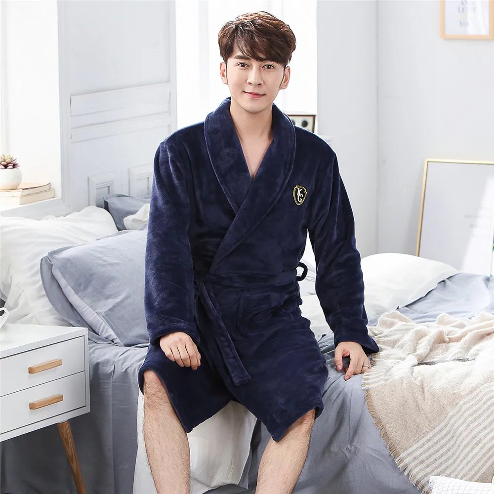 Large Size 3XL Flannel Robe Kimono Bathrobe Gown Winter Coral Fleece Sleepwear Nightwear Loose Thickened Home Wear Loungewear