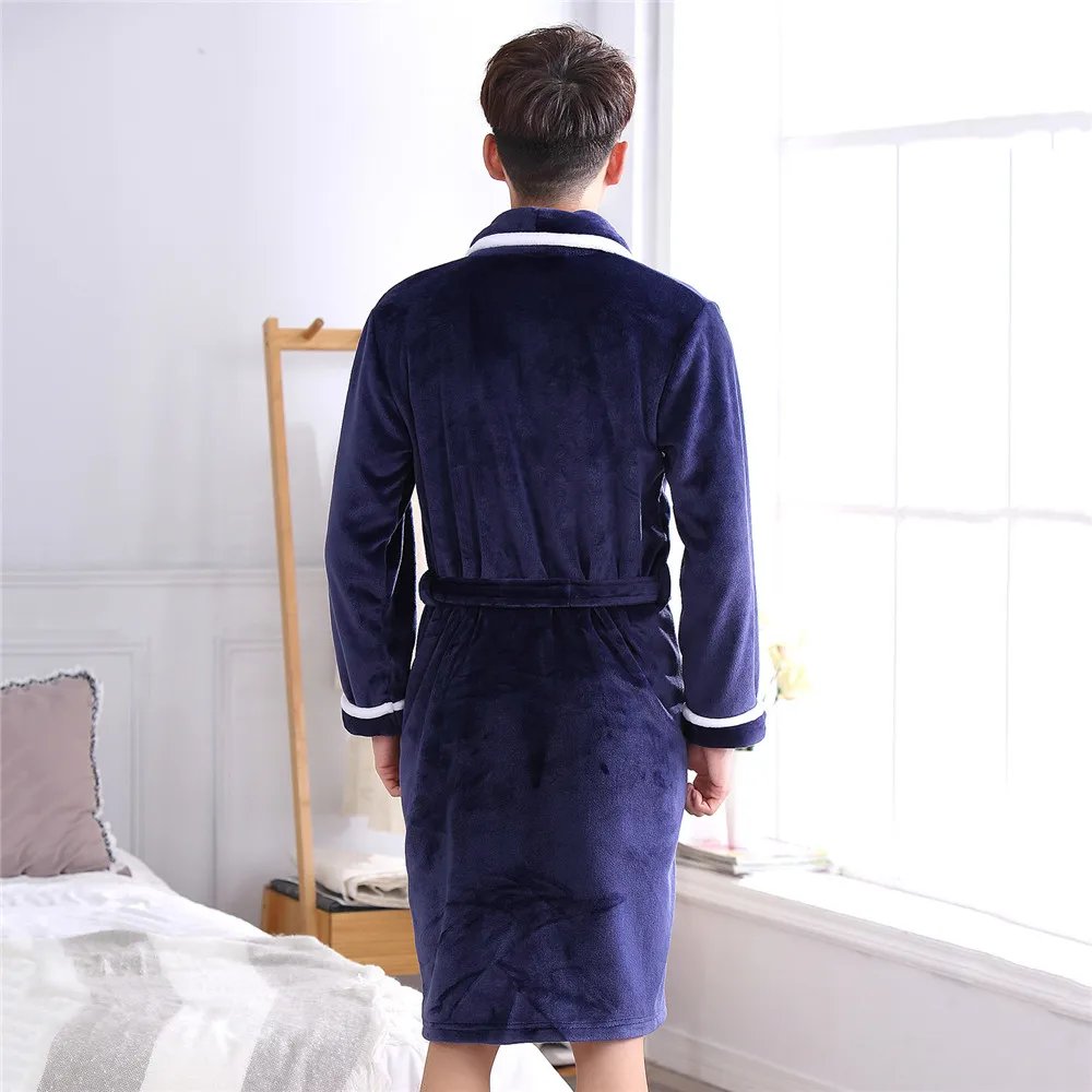 Large Size 3XL Flannel Robe Kimono Bathrobe Gown Winter Coral Fleece Sleepwear Nightwear Loose Thickened Home Wear Loungewear