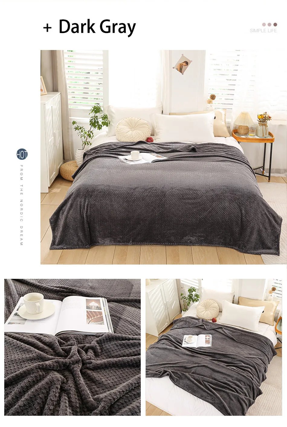 Coral Fleece Blankets For Beds 300gsm Spring Summer Soft Fluffy Faux Fur Mink Throw Solid Sofa Cover Bedspread Plaid Blankets