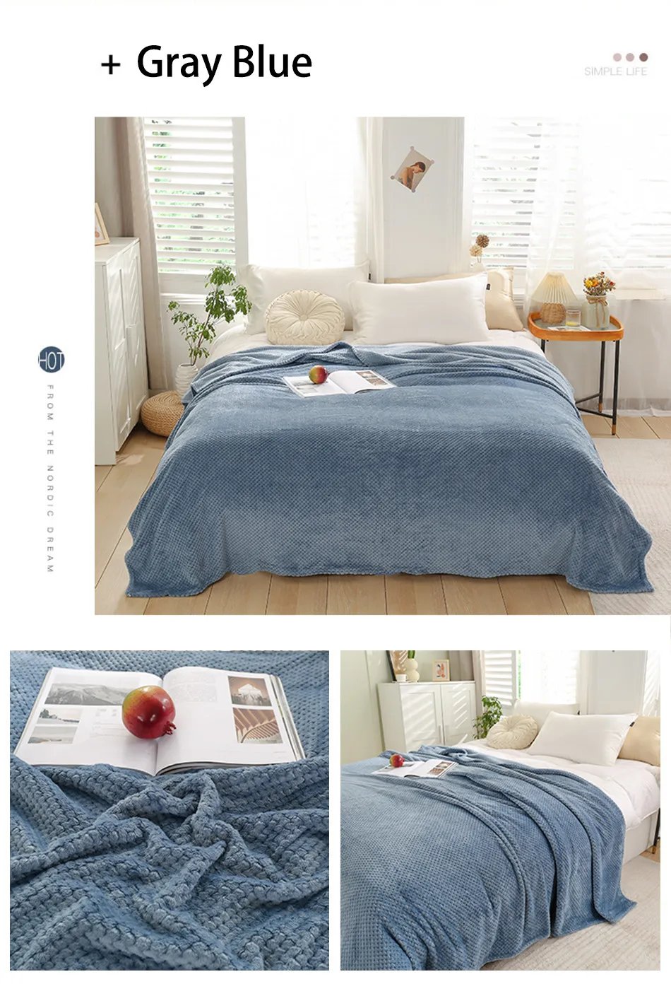 Coral Fleece Blankets For Beds 300gsm Spring Summer Soft Fluffy Faux Fur Mink Throw Solid Sofa Cover Bedspread Plaid Blankets