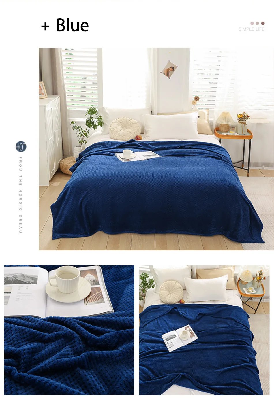 Coral Fleece Blankets For Beds 300gsm Spring Summer Soft Fluffy Faux Fur Mink Throw Solid Sofa Cover Bedspread Plaid Blankets