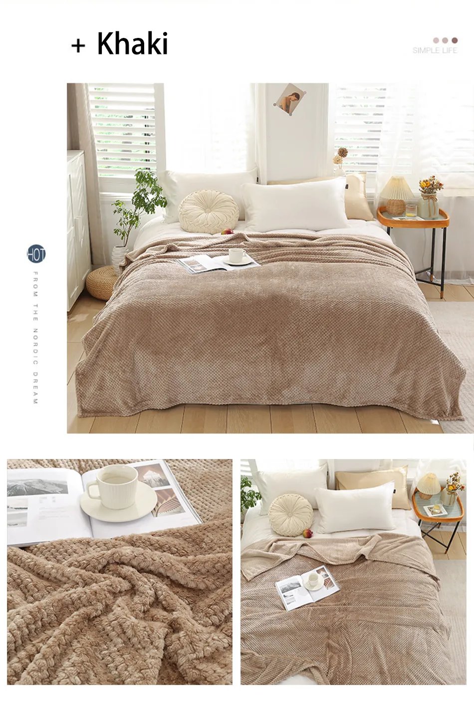 Coral Fleece Blankets For Beds 300gsm Spring Summer Soft Fluffy Faux Fur Mink Throw Solid Sofa Cover Bedspread Plaid Blankets