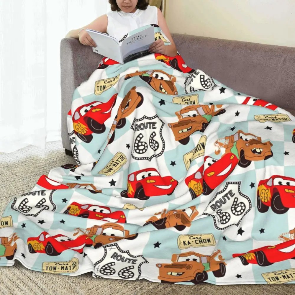 Cars Lightning McQueen Flannel Blanket Warm Soft Throw Blanket for Living Room Decorative Comfortable Bedspread Sofa Bed Cover
