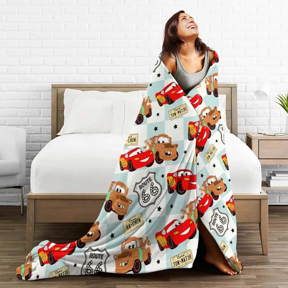 Cars Lightning McQueen Flannel Blanket Warm Soft Throw Blanket for Living Room Decorative Comfortable Bedspread Sofa Bed Cover