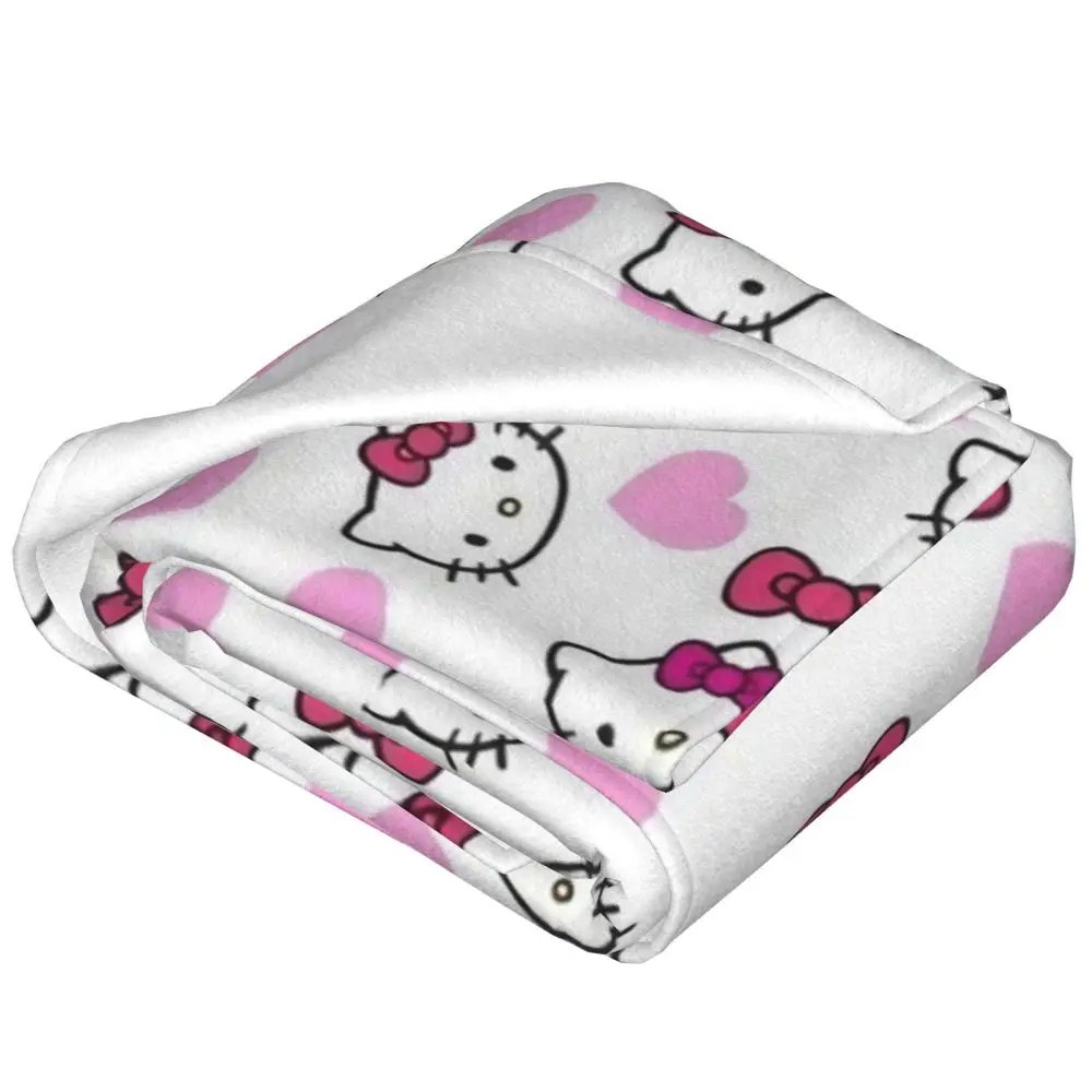 Hello Kitty Cartoon Cute Blanket Flannel Spring/Autumn Multi-function Lightweight Thin Throw Blanket Bedding Office Bedspread