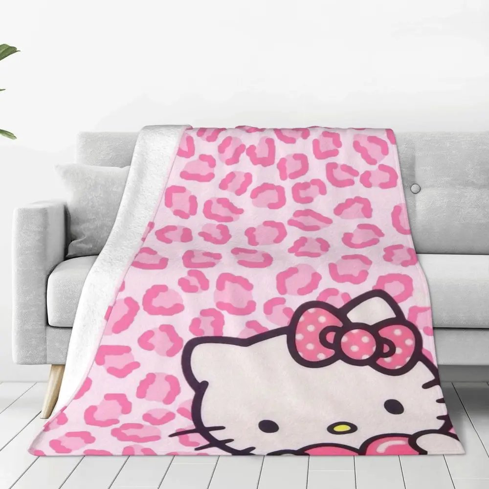 Hello Kitty Cartoon Cute Blanket Flannel Spring/Autumn Multi-function Lightweight Thin Throw Blanket Bedding Office Bedspread