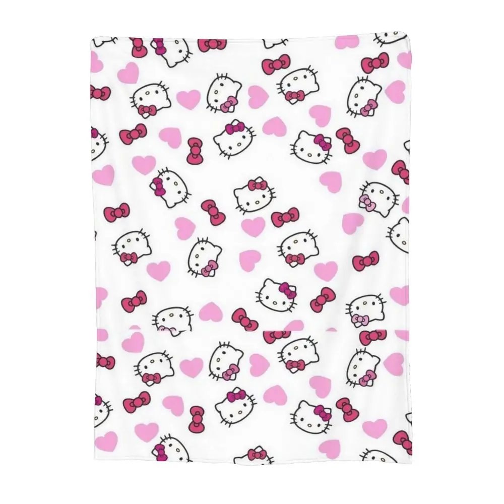 Hello Kitty Cartoon Cute Blanket Flannel Spring/Autumn Multi-function Lightweight Thin Throw Blanket Bedding Office Bedspread