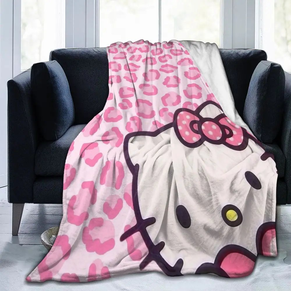 Hello Kitty Cartoon Cute Blanket Flannel Spring/Autumn Multi-function Lightweight Thin Throw Blanket Bedding Office Bedspread