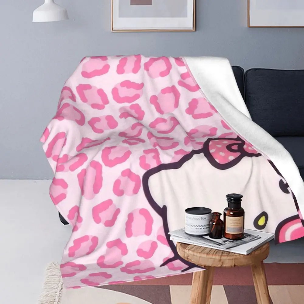 Hello Kitty Cartoon Cute Blanket Flannel Spring/Autumn Multi-function Lightweight Thin Throw Blanket Bedding Office Bedspread