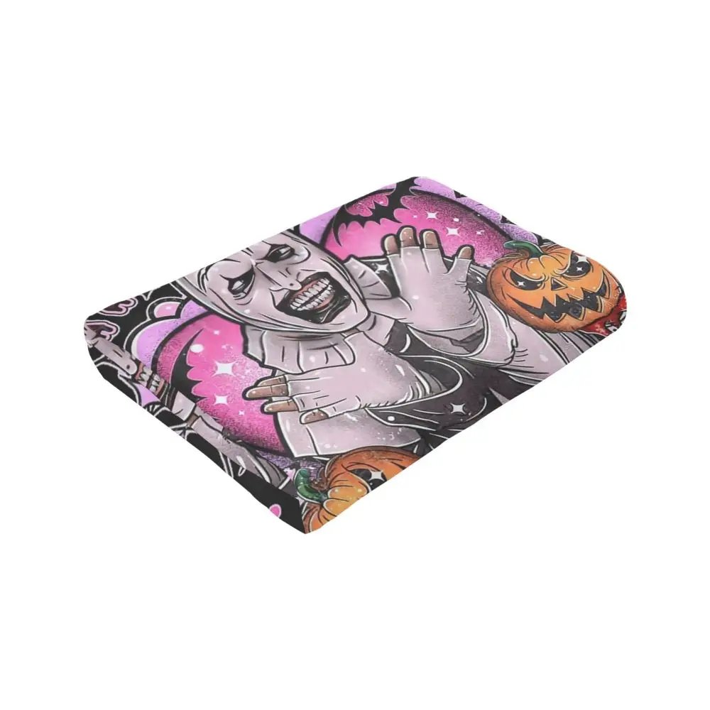 Terrifier 3 Christmas Blanket Velvet Spring/Autumn Halloween Clown Portable Thin Throw Blanket for Sofa Travel Bedspreads