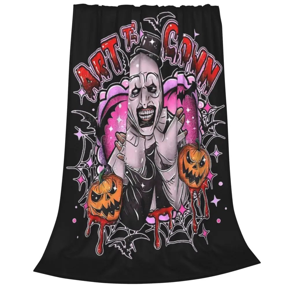 Terrifier 3 Christmas Blanket Velvet Spring/Autumn Halloween Clown Portable Thin Throw Blanket for Sofa Travel Bedspreads