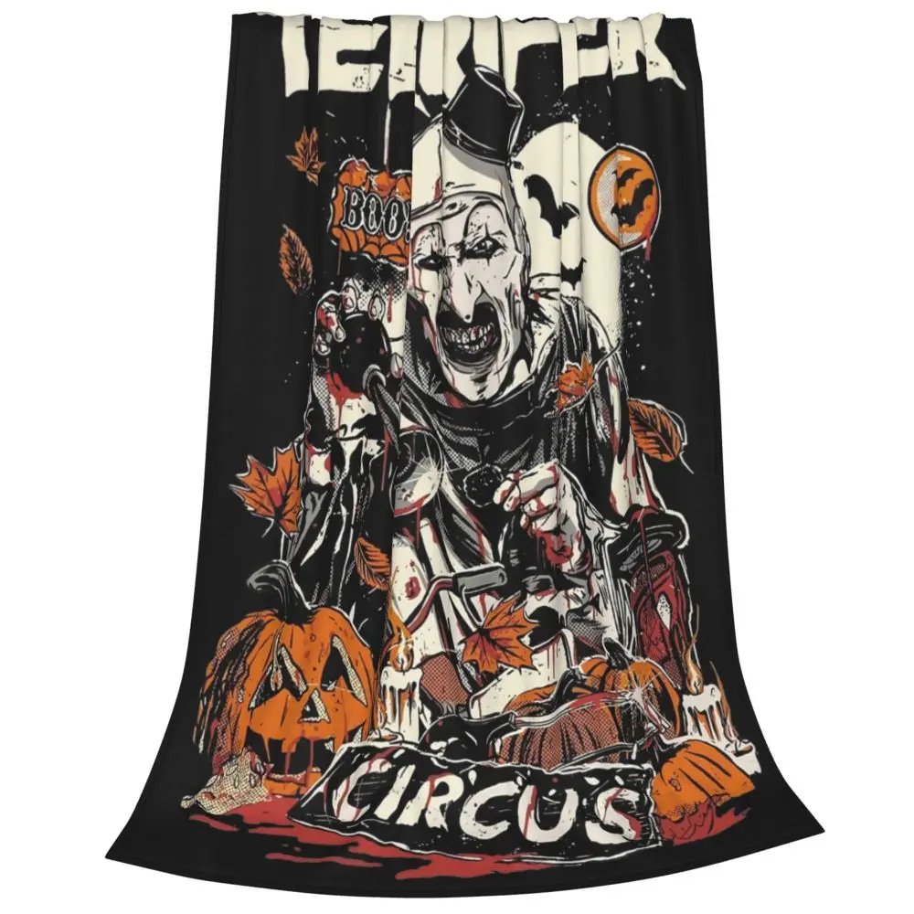 Terrifier 3 Christmas Blanket Velvet Spring/Autumn Halloween Clown Portable Thin Throw Blanket for Sofa Travel Bedspreads
