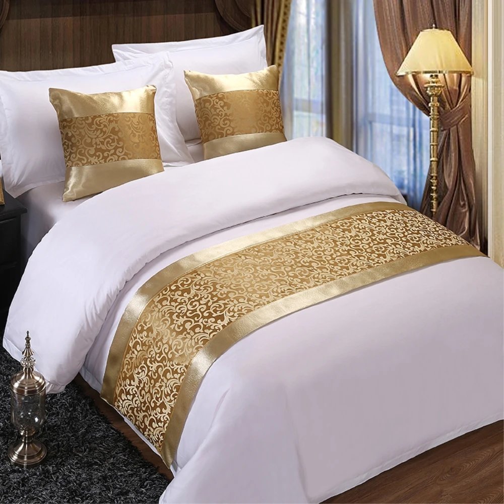 Golden Floral Bedspreads Bed Runner Throw Bedding Single Queen King Bed Cover Towel Home Hotel Decorations Golden Floral Bedspreads Bed Runner Throw Bedding Single Queen King Bed Cover Towel Home Hotel Decorations