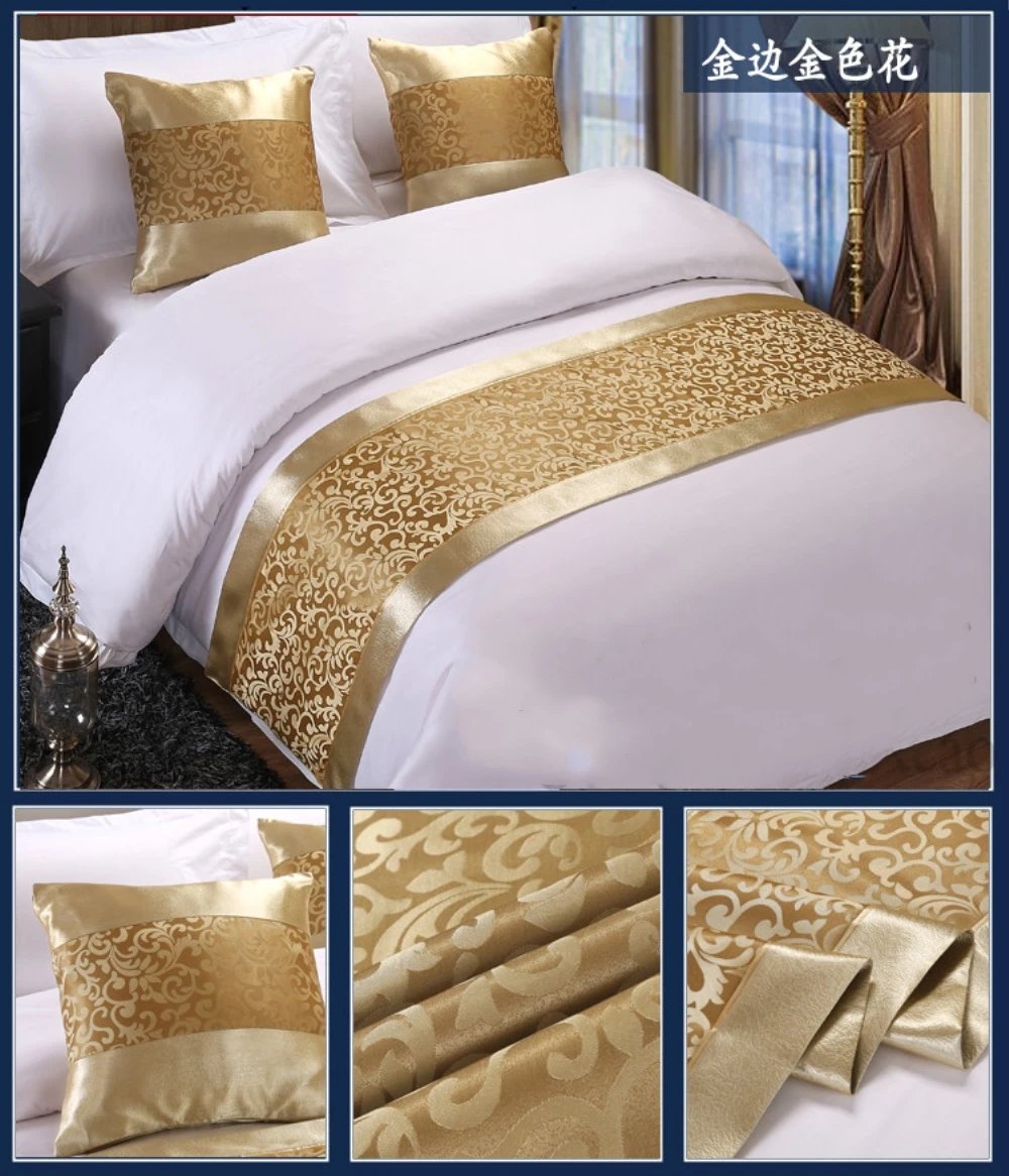 Golden Floral Bedspreads Bed Runner Throw Bedding Single Queen King Bed Cover Towel Home Hotel Decorations Golden Floral Bedspreads Bed Runner Throw Bedding Single Queen King Bed Cover Towel Home Hotel Decorations