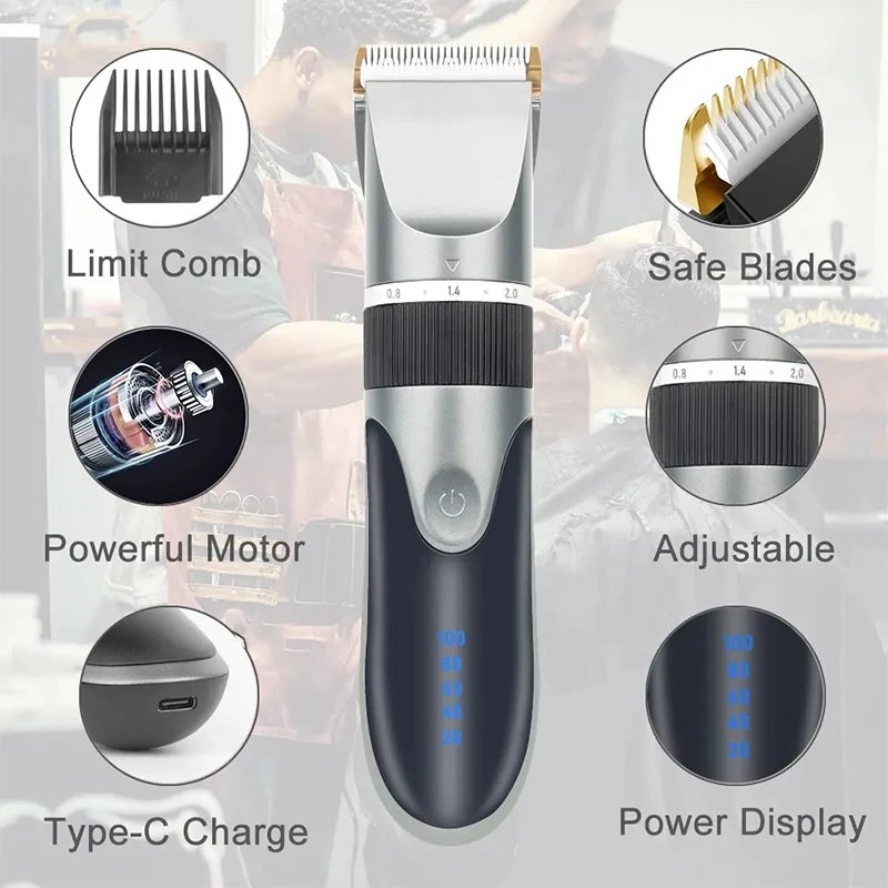 Hair Clipper Electric Barber Hair Trimmers For Men Adults Kids Cordless Rechargeable Hair Cutter Machine Professional Hair Clipper Electric Barber Hair Trimmers For Men Adults Kids Cordless Rechargeable Hair Cutter Machine Professional