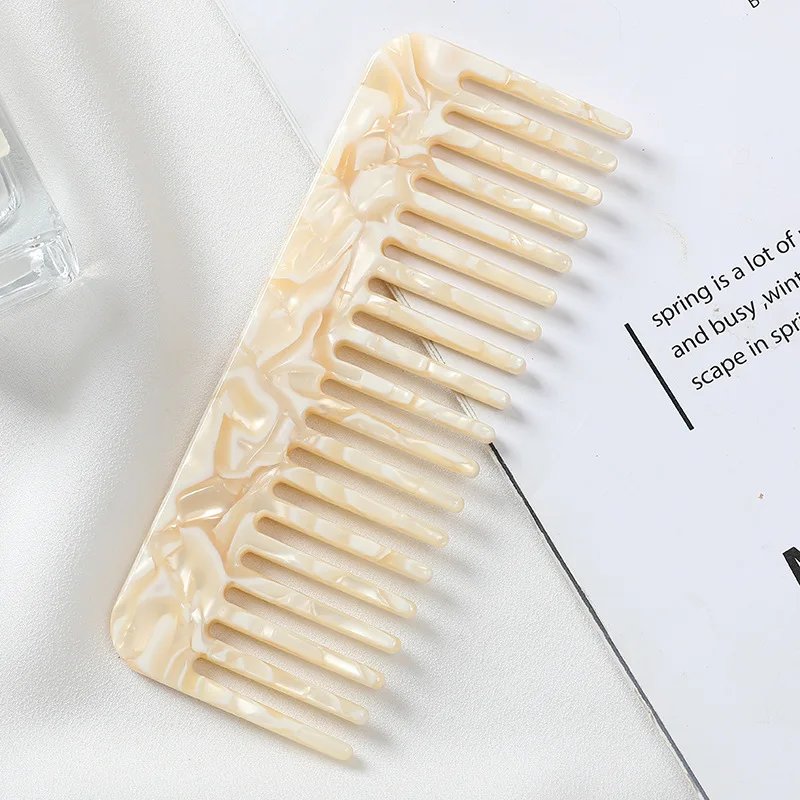 Korean Fashion Design Hair Comb Wide Teeth Acetate Hairdressing Comb Anti-static Massage Hairbrush Colorful Hair Styling Tools