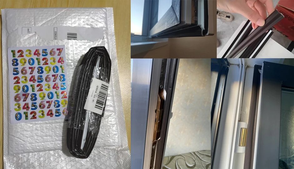 2M/4M S Shape Window Door Frame Weather Stripping Strong Adhesive PU Foam Seal Strip Window Insulation Tape for Bottom and Side