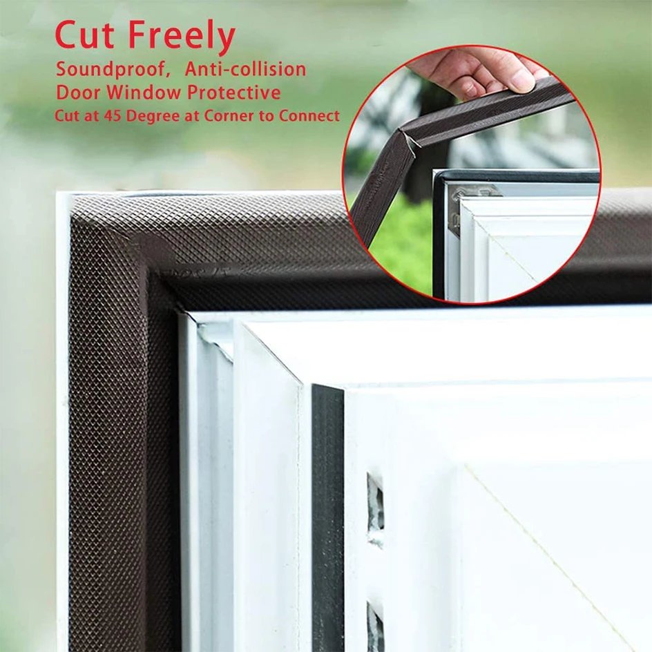 2M/4M S Shape Window Door Frame Weather Stripping Strong Adhesive PU Foam Seal Strip Window Insulation Tape for Bottom and Side