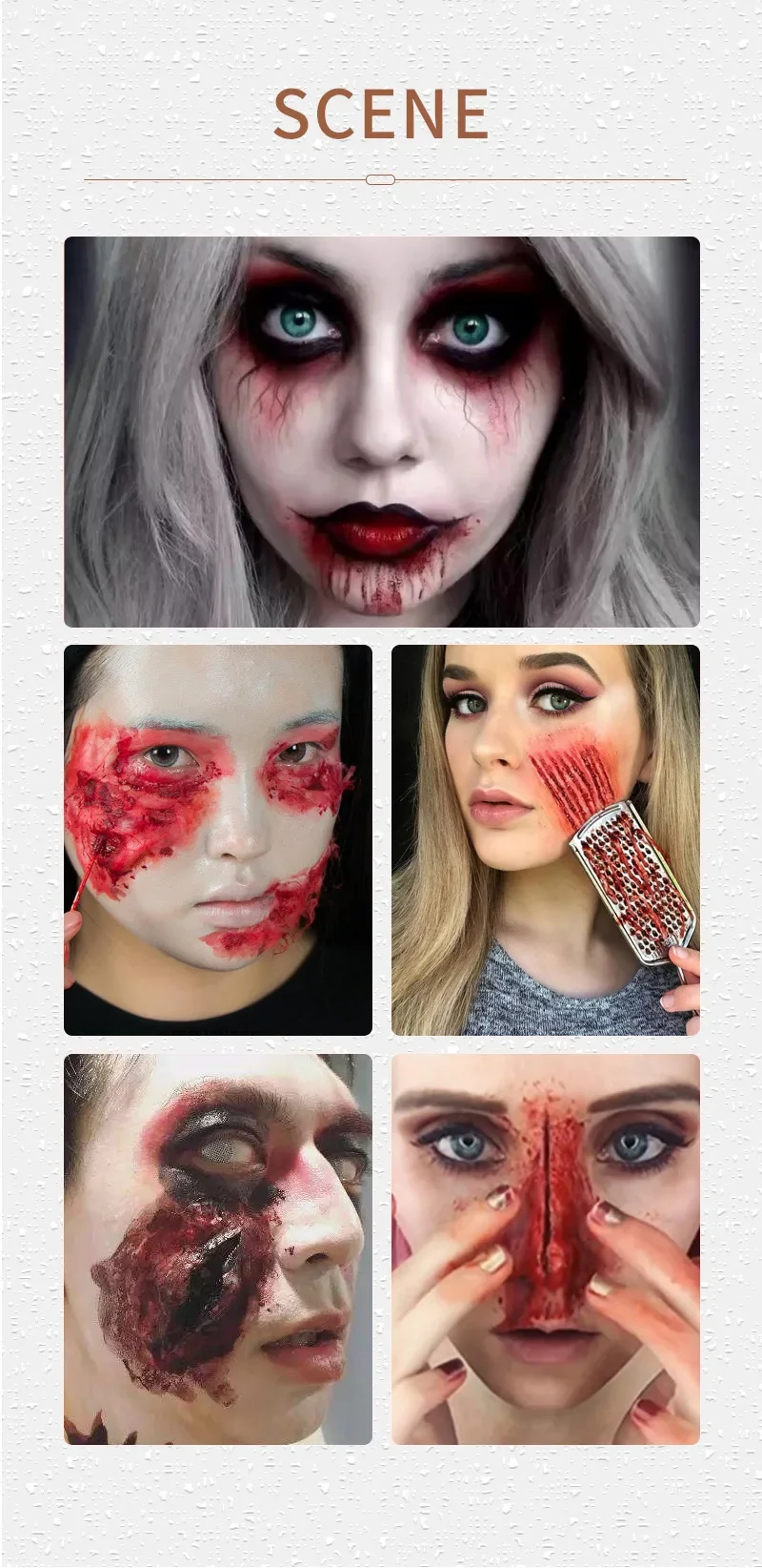 Makeup Kit with Fake Blood Gel Wound Cosmetic with Double-Ended Scraper Wound Simulation Supplies for Stage Dress Up Cosplay Makeup Kit with Fake Blood Gel Wound Cosmetic with Double-Ended Scraper Wound Simulation Supplies for Stage Dress Up Cosplay