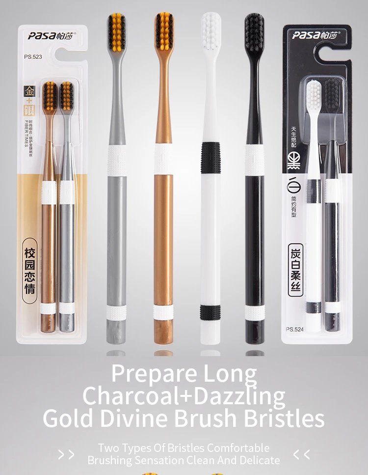 2 Sets Of Bamboo Charcoal Toothbrushes Ultra-Fine Soft Bristle Cleaning, Family Outfit Couple Adult Fine Bristle Toothbrush Set 2 Sets Of Bamboo Charcoal Toothbrushes Ultra-Fine Soft Bristle Cleaning, Family Outfit Couple Adult Fine Bristle Toothbrush Set