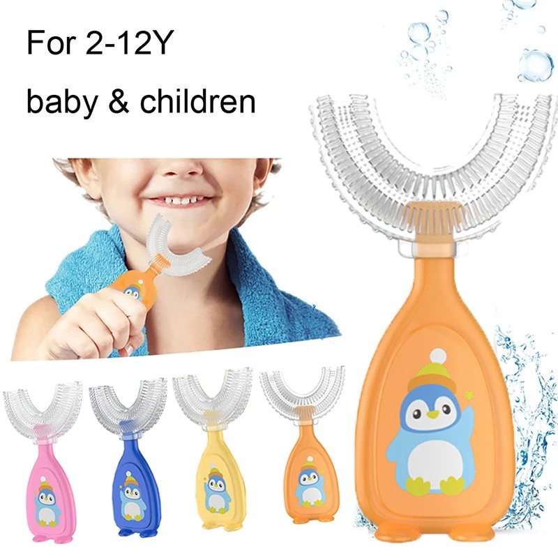 U-shape Kids Toothbrush Children's Toothbrush Silicone Cleaning Toothbrush Healthy 360&deg; Cleaning Oral Care Health Beauty Soft