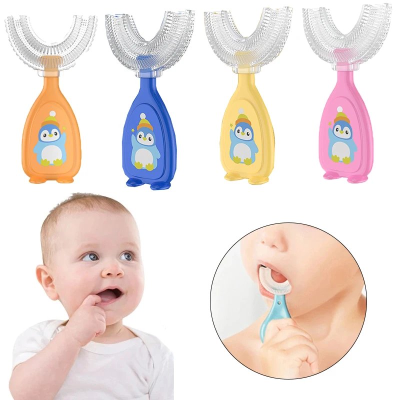 U-shape Kids Toothbrush Children's Toothbrush Silicone Cleaning Toothbrush Healthy 360&deg; Cleaning Oral Care Health Beauty Soft