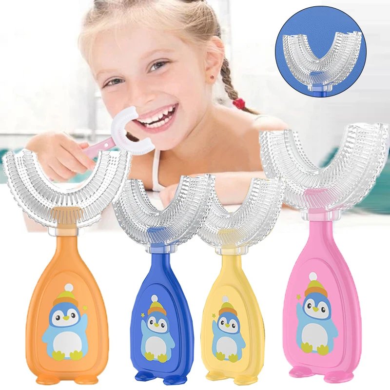 U-shape Kids Toothbrush Children's Toothbrush Silicone Cleaning Toothbrush Healthy 360&deg; Cleaning Oral Care Health Beauty Soft