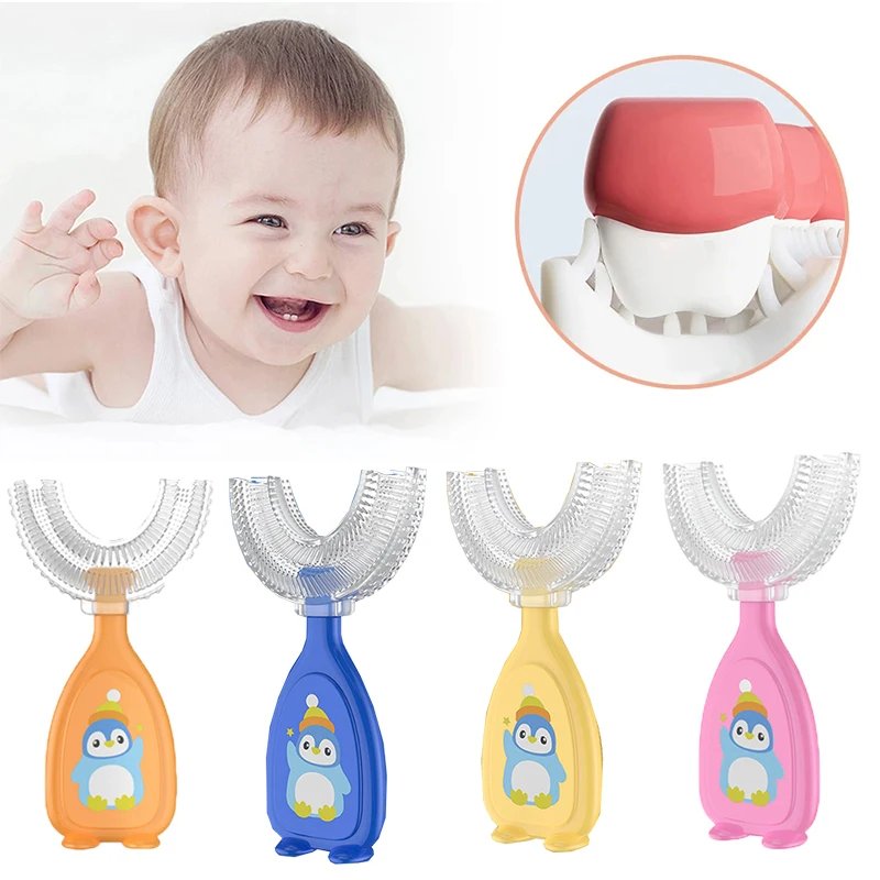 U-shape Kids Toothbrush Children's Toothbrush Silicone Cleaning Toothbrush Healthy 360&deg; Cleaning Oral Care Health Beauty Soft