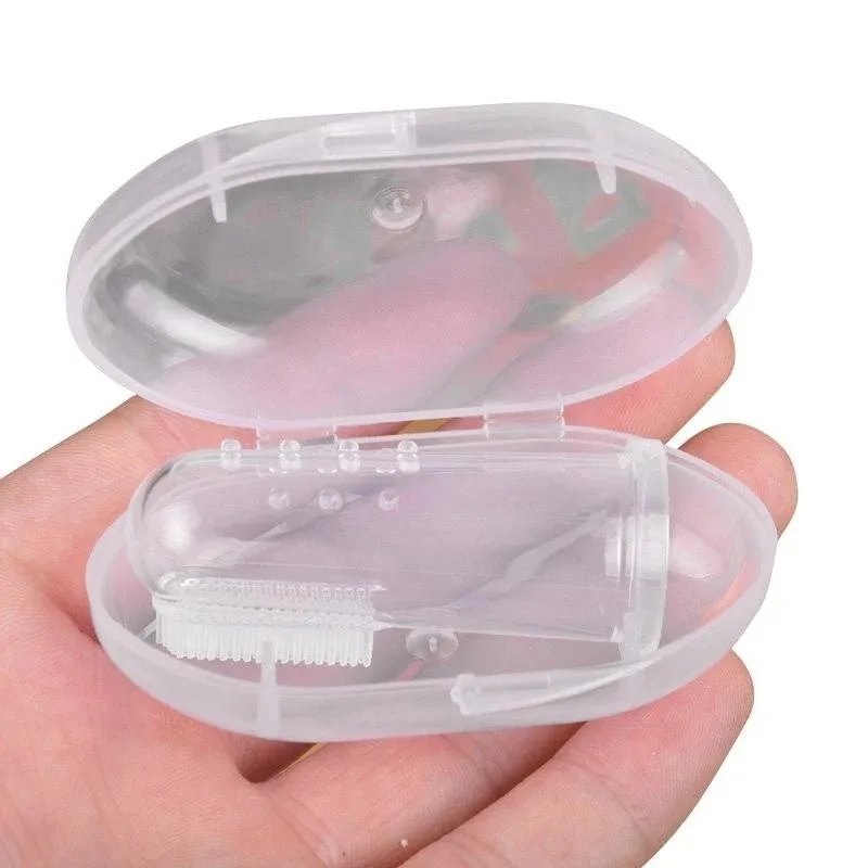 Baby Finger Toothbrush With Box Silicone Infant Tooth Brush Rubber Cleaning Soft Finger Training Toothbrush Pet Toothbrush