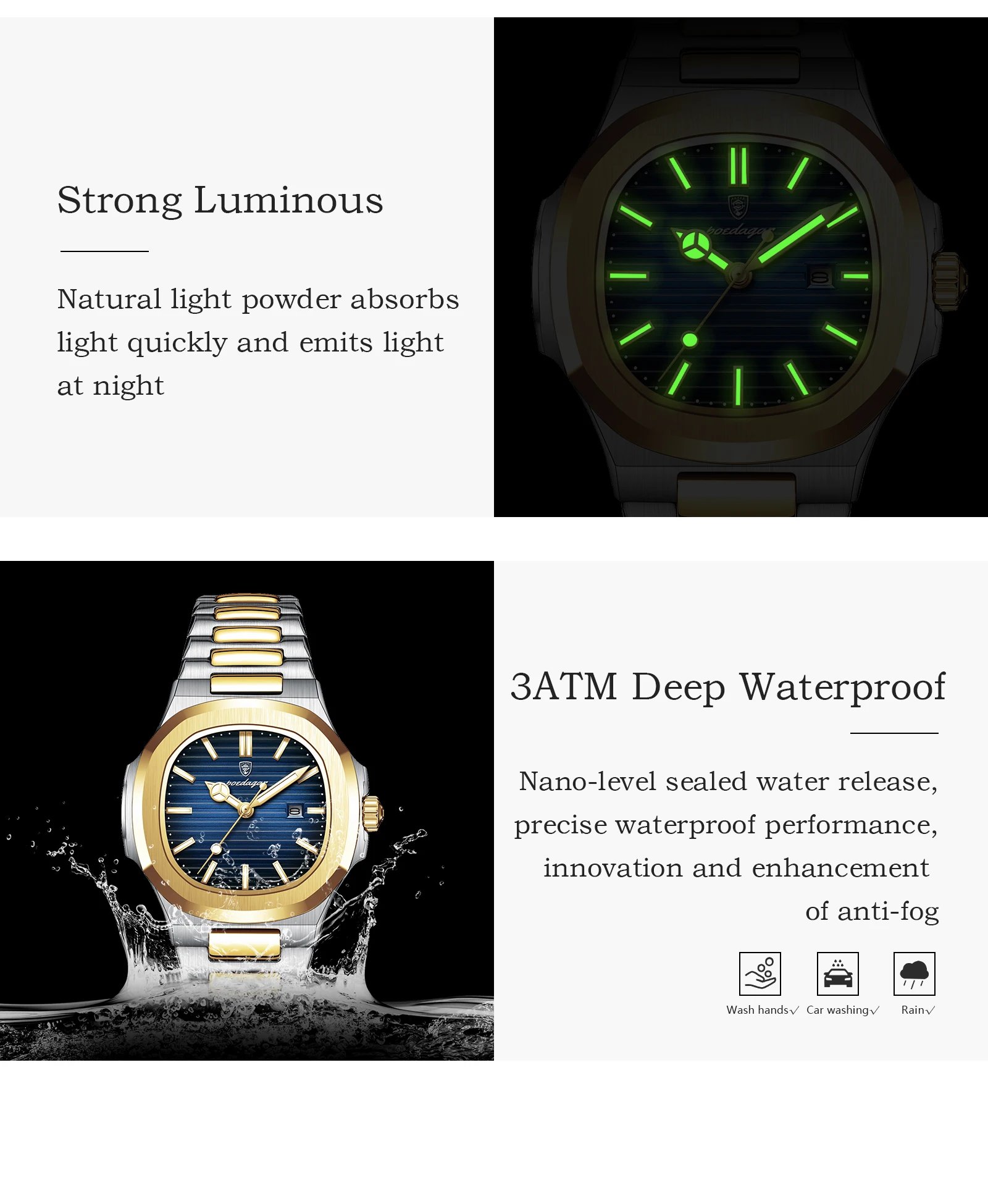 Luxury Square Watch for Woman Waterproof Luminous Date Ladies Watch Stainless Steel Quartz Women's Watches Female Reloj