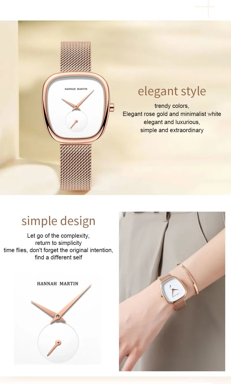 2024 New Women's Quartz Wristwatch 34mm Wine Barrel Rose Gold Black Stopwatch Fashionable Minimalist Style Oval Women's Watches