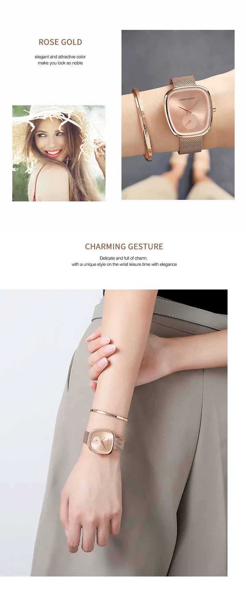 2024 New Women's Quartz Wristwatch 34mm Wine Barrel Rose Gold Black Stopwatch Fashionable Minimalist Style Oval Women's Watches