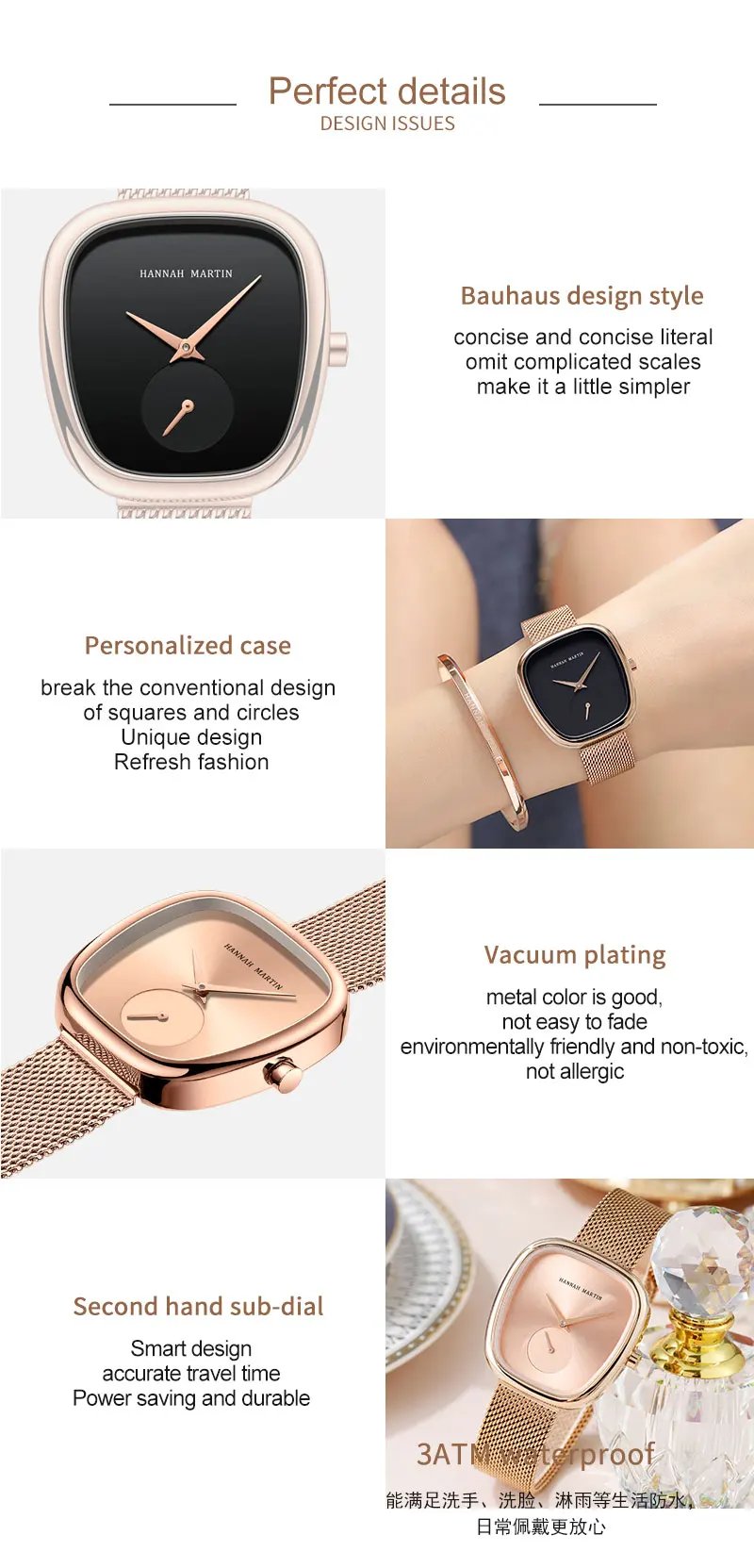 2024 New Women's Quartz Wristwatch 34mm Wine Barrel Rose Gold Black Stopwatch Fashionable Minimalist Style Oval Women's Watches