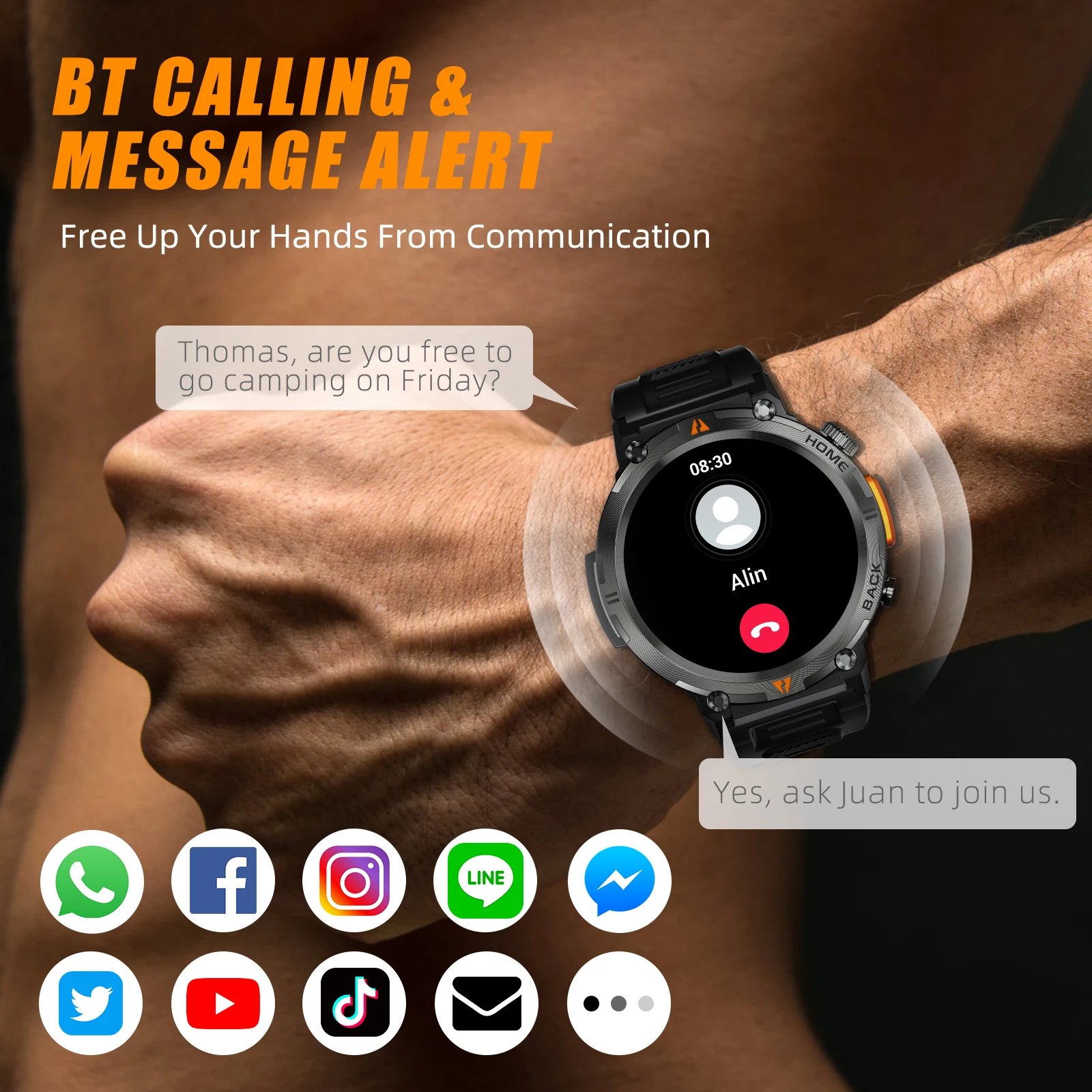 EIGIIS KE3 Smart Watch 3ATM Waterproof Original Design For Men Bluetooth Call Health Monitor With Flashlight 100+ Sports Modes EIGIIS KE3 Smart Watch 3ATM Waterproof Original Design For Men Bluetooth Call Health Monitor With Flashlight 100+ Sports Modes