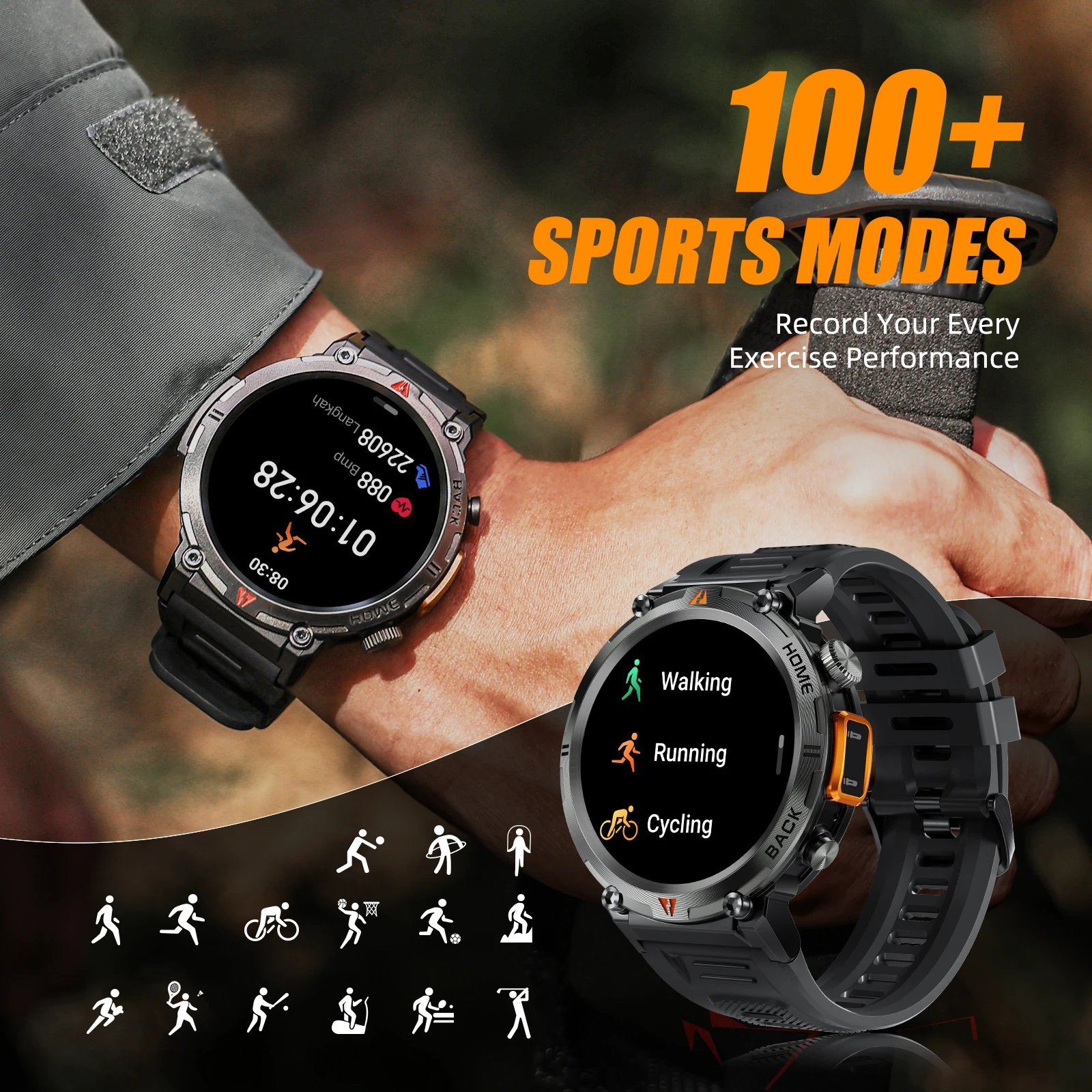 EIGIIS KE3 Smart Watch 3ATM Waterproof Original Design For Men Bluetooth Call Health Monitor With Flashlight 100+ Sports Modes EIGIIS KE3 Smart Watch 3ATM Waterproof Original Design For Men Bluetooth Call Health Monitor With Flashlight 100+ Sports Modes