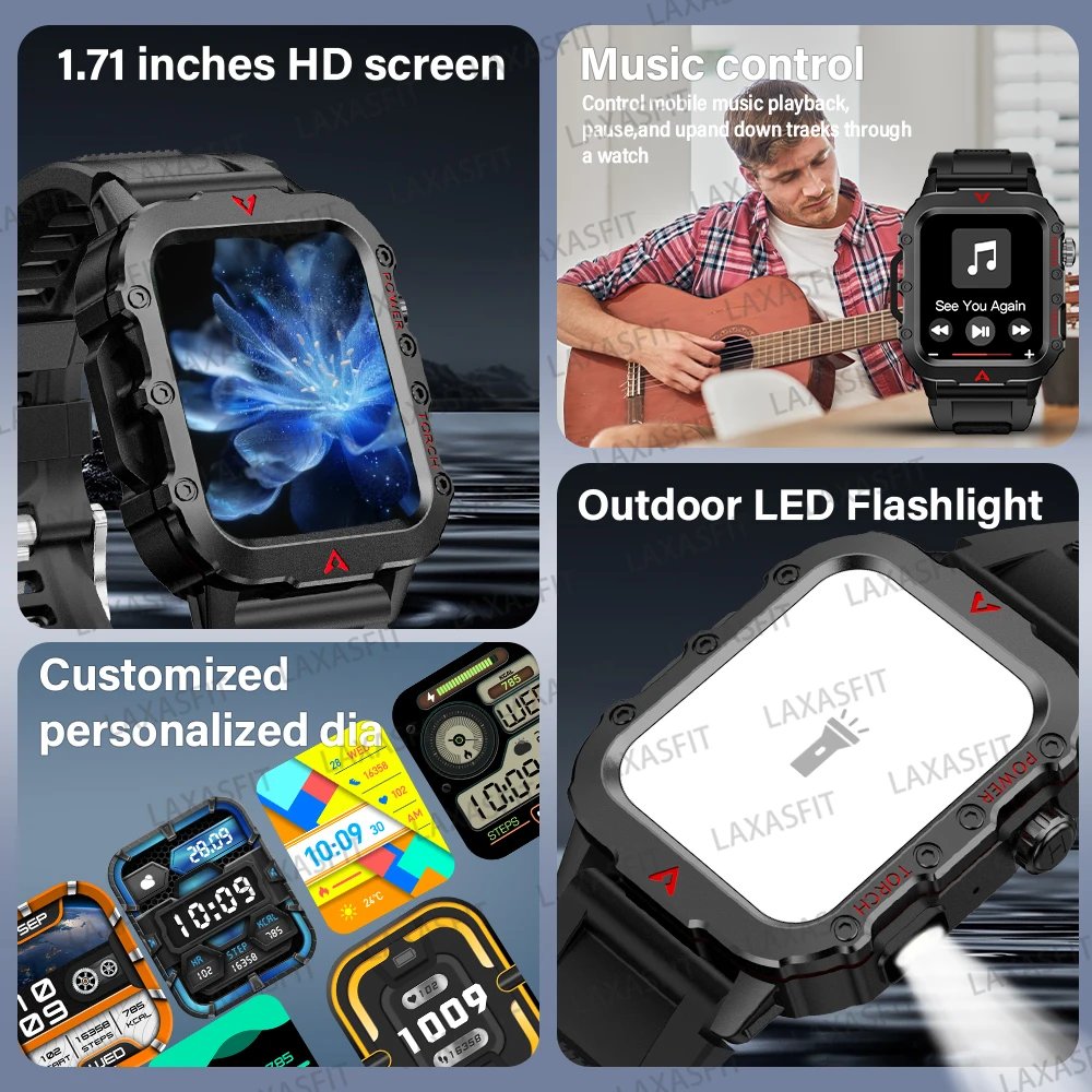 2024 Outdoor Military Men’s Smart Watch Bluetooth Talk Sports Heart Rate Monitor Smart Watch Android IOS 2024 Outdoor Military Men's Smart Watch Bluetooth Talk Sports Heart Rate Monitor Smart Watch Android IOS