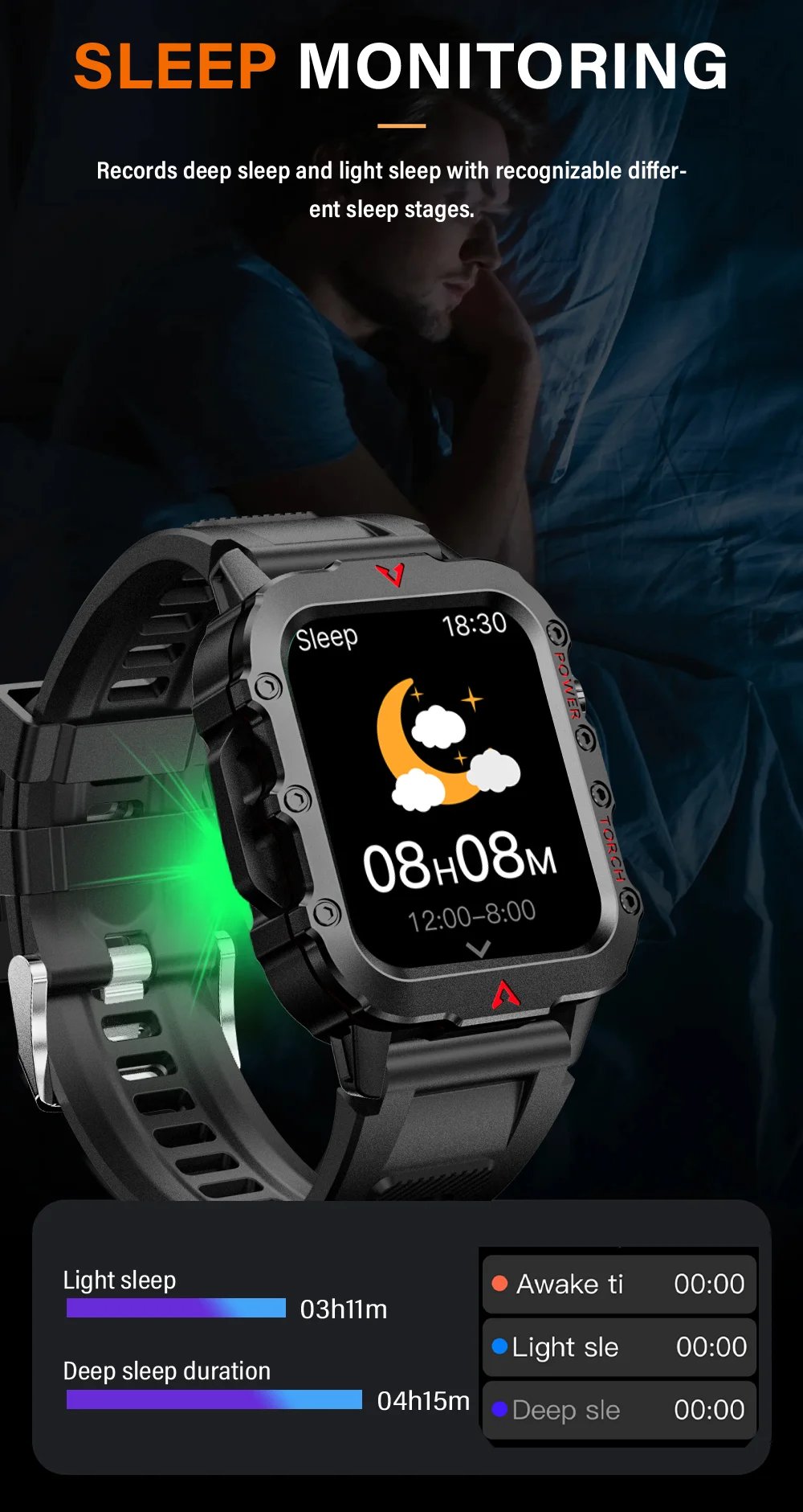 2024 Outdoor Military Men's Smart Watch Bluetooth Talk Sports Heart Rate Monitor Smart Watch Android IOS