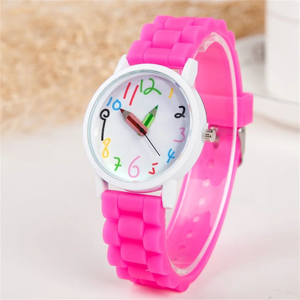 Women Watch Fashion Simple Pencil Design Digital Quartz Watches Casual Jelly Multicolour Silicone Ladies Clock Dress Wristwatch