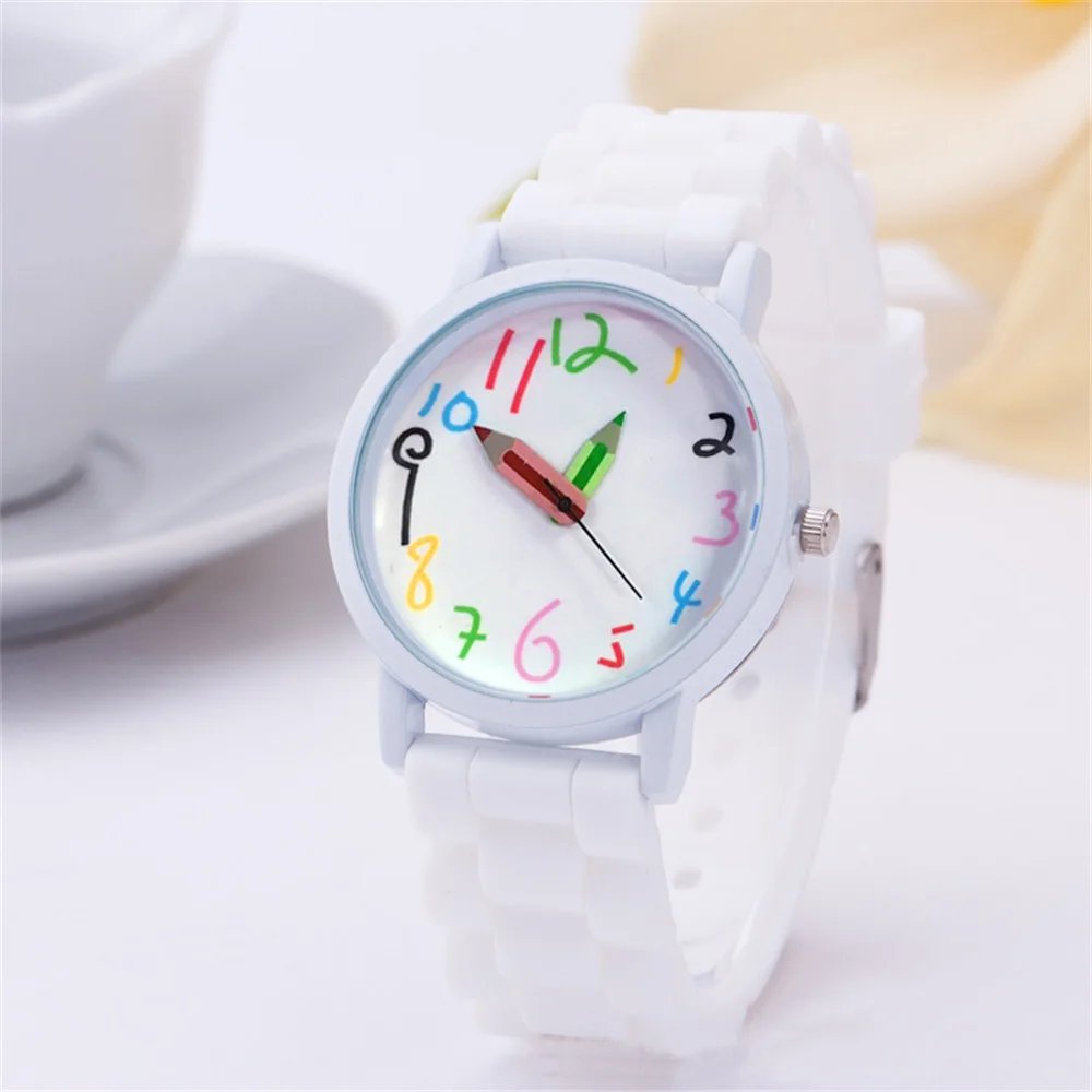 Women Watch Fashion Simple Pencil Design Digital Quartz Watches Casual Jelly Multicolour Silicone Ladies Clock Dress Wristwatch